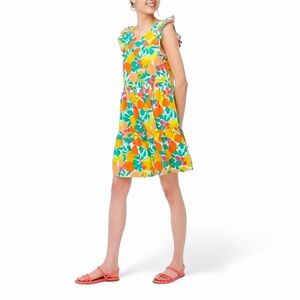 J. Crew Factory Orange Yellow Ruffled Sundress